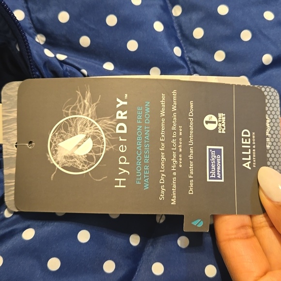 Lands End Down Filled Polka Dot Puffer Pocket Hyper Dry Water Resistant Vest NWT - Picture 11 of 16